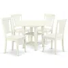 East West Furniture Dining Room Set Linen White, Suav5-lwh-w