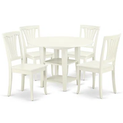 East West Furniture Dining Room Set Linen White, Suav5-lwh-w In Animal Print
