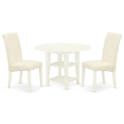 East West Furniture Dining Room Set Linen White, Suba3-lwh-01 In Neutral