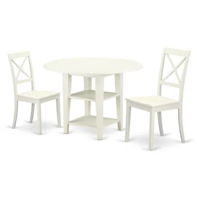 East West Furniture Dining Room Set Linen White, Subo3-lwh-w In Neutral