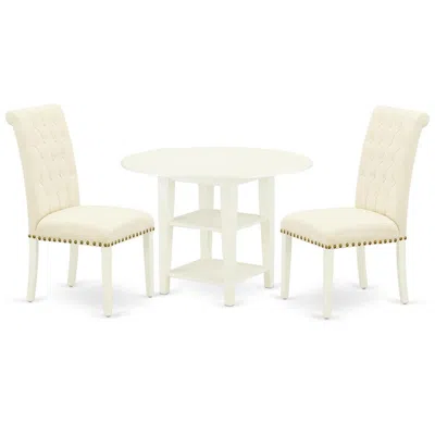 East West Furniture Dining Room Set Linen White, Subr3-lwh-02 In Neutral