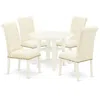 East West Furniture Dining Room Set Linen White, Subr5-lwh-02