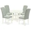 East West Furniture Dining Room Set Linen White, Suce5-lwh-15