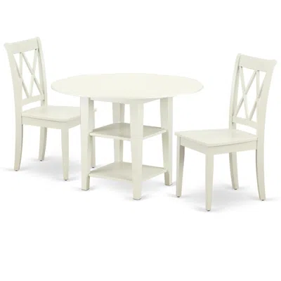 East West Furniture Dining Room Set Linen White, Sucl3-lwh-w