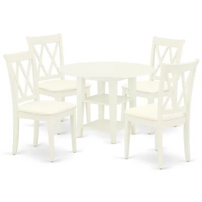 East West Furniture Dining Room Set Linen White, Sucl5-lwh-c In Black