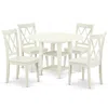 East West Furniture Dining Room Set Linen White, Sucl5-lwh-w