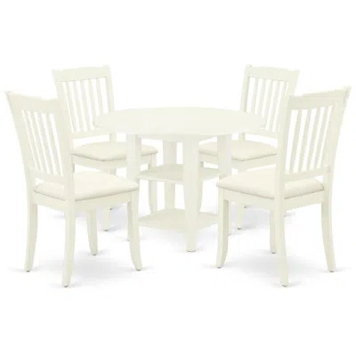 East West Furniture Dining Room Set Linen White, Suda5-lwh-c