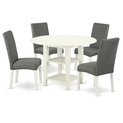 East West Furniture Dining Room Set Linen White, Sudr5-lwh-07 In Gray