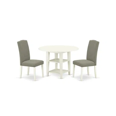 East West Furniture Dining Room Set Linen White, Suen3-lwh-06
