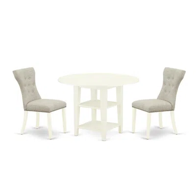 East West Furniture Dining Room Set Linen White, Suga3-lwh-35 In Gray