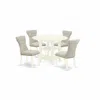 East West Furniture Dining Room Set Linen White, Suga5-lwh-35