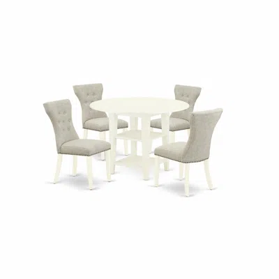 East West Furniture Dining Room Set Linen White, Suga5-lwh-35 In Blue