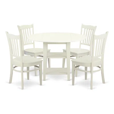 East West Furniture Dining Room Set Linen White, Sugr5-lwh-w In Neutral