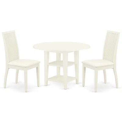 East West Furniture Dining Room Set Linen White, Suip3-lwh-c