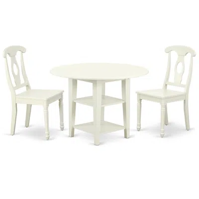 East West Furniture Dining Room Set Linen White, Suke3-lwh-w