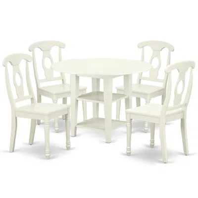 East West Furniture Dining Room Set Linen White, Suke5-lwh-w