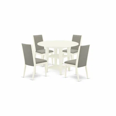 East West Furniture Dining Room Set Linen White, Sula5-lwh-06 In Blue