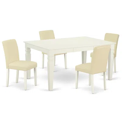 East West Furniture Dining Room Set Linen White, Weab5-lwh-64