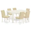 East West Furniture Dining Room Set Linen White, Weab7-lwh-02