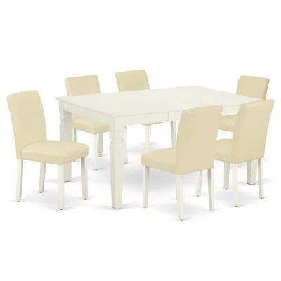 East West Furniture Dining Room Set Linen White, Weab7-lwh-64
