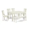 East West Furniture Dining Room Set Linen White, Weav6c-lwh-w
