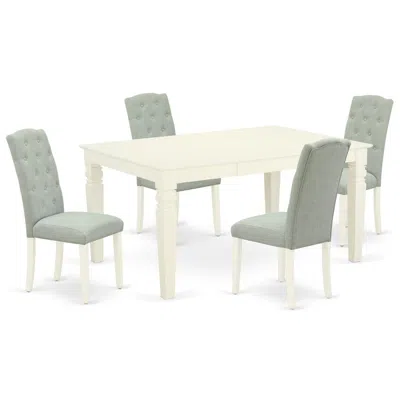 East West Furniture Dining Room Set Linen White, Wece5-whi-15 In Green
