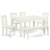 East West Furniture Dining Room Set Linen White, Wecl6c-lwh-w