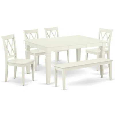 East West Furniture Dining Room Set Linen White, Wecl6c-lwh-w