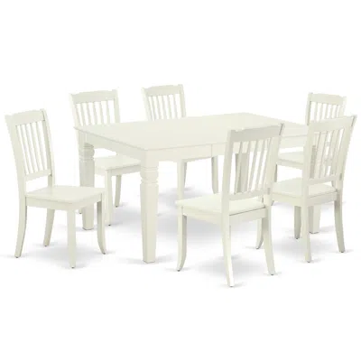 East West Furniture Dining Room Set Linen White, Weda7-lwh-w