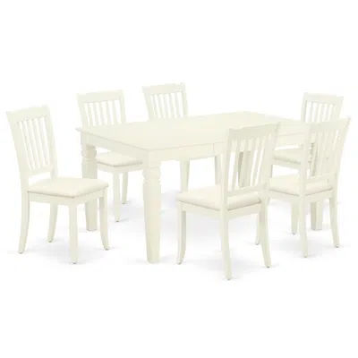 East West Furniture Dining Room Set Linen White, Weda7-whi-c In Neutral