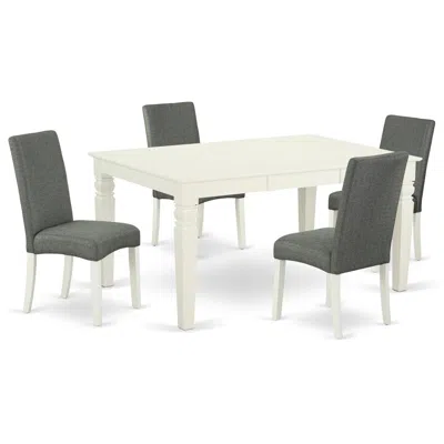 East West Furniture Dining Room Set Linen White, Wedr5-lwh-07 In Blue