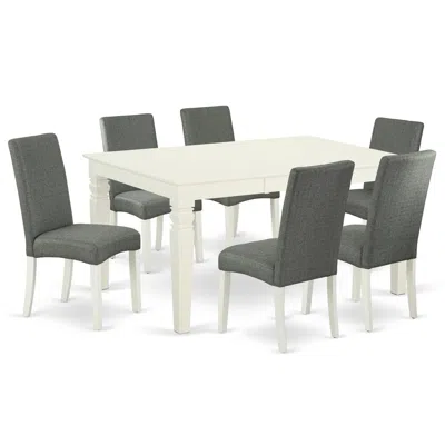 East West Furniture Dining Room Set Linen White, Wedr7-lwh-07 In Gray