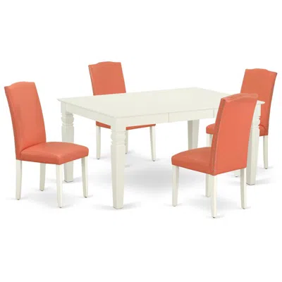 East West Furniture Dining Room Set Linen White, Ween5-lwh-78