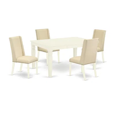 East West Furniture Dining Room Set Linen White, Wefl5-whi-01