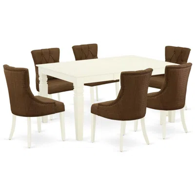 East West Furniture Dining Room Set Linen White, Wefr7-whi-18 In Multi