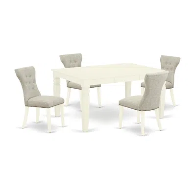 East West Furniture Dining Room Set Linen White, Wega5-whi-35 In Gray