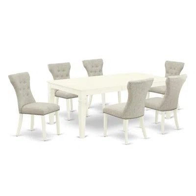 East West Furniture Dining Room Set Linen White, Wega7-whi-35 In Gray