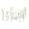East West Furniture Dining Room Set Linen White, Weip5-lwh-w In White
