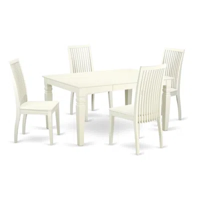 East West Furniture Dining Room Set Linen White, Weip5-lwh-w