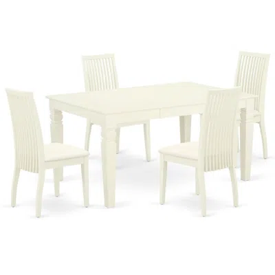 East West Furniture Dining Room Set Linen White, Weip5-whi-c