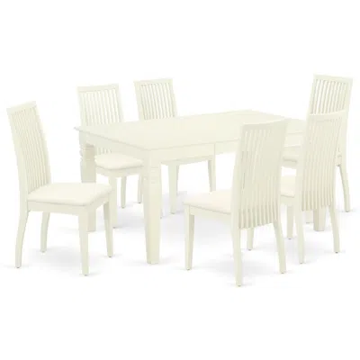 East West Furniture Dining Room Set Linen White, Weip7-whi-c
