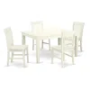 East West Furniture Dining Room Set Linen White, Weno5-lwh-w In White