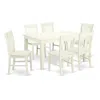 East West Furniture Dining Room Set Linen White, Weno7-lwh-w In White