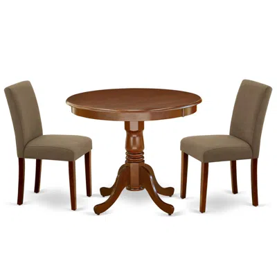 East West Furniture Dining Room Set Mahogany, Anab3-mah-18