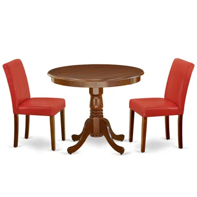 East West Furniture Dining Room Set Mahogany, Anab3-mah-72 In Red