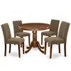 East West Furniture Dining Room Set Mahogany, Anab5-mah-18