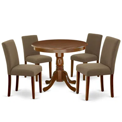 East West Furniture Dining Room Set Mahogany, Anab5-mah-18 In Brown