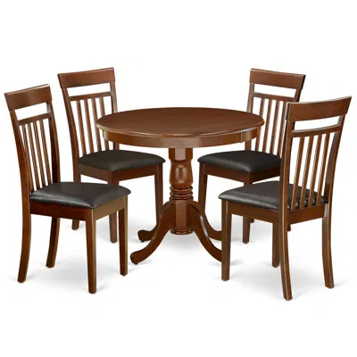 East West Furniture Dining Room Set Mahogany, Anca5-mah-lc
