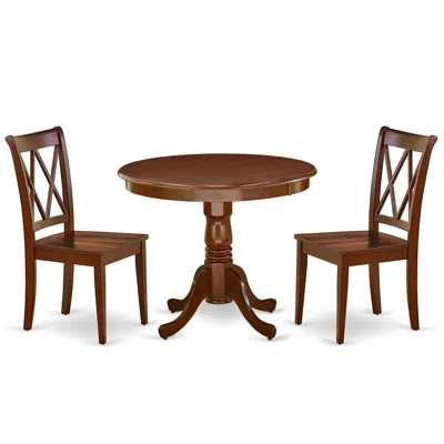 East West Furniture Dining Room Set Mahogany, Ancl3-mah-w
