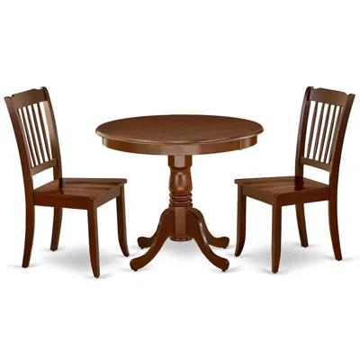 East West Furniture Dining Room Set Mahogany, Anda3-mah-w In Brown